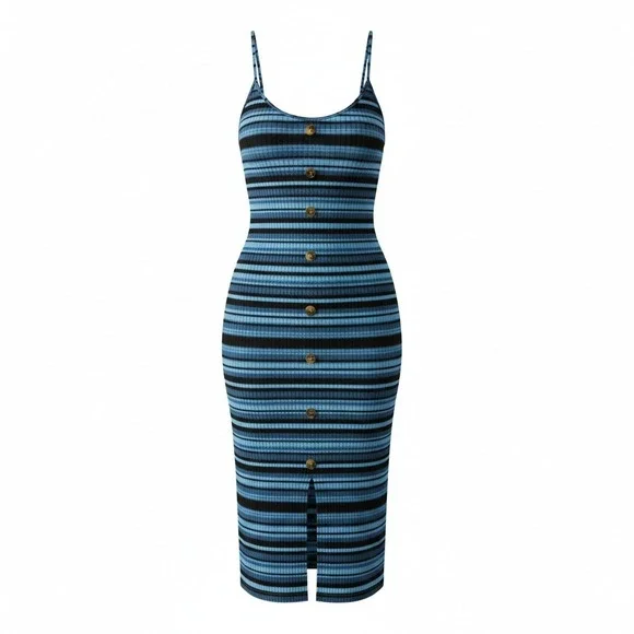 No Boundaries Womens Dress Size XL‎ (16-18) Teal Striped Button-Front Casual - Picture 7 of 10